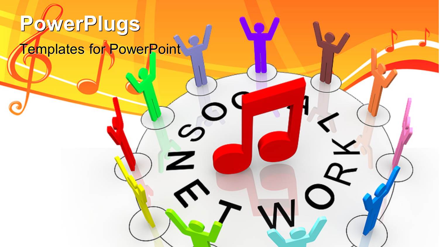 Social Network Depiction with People Forming Circle Around 3D Music Symbol