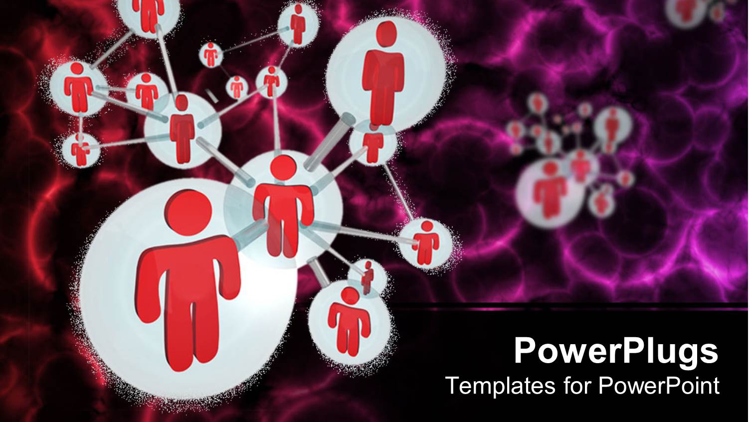 Social Networking Model with Red People Connected to Form a Molecule