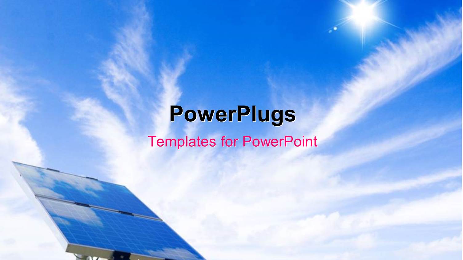 a Solar Panel on a Blue Sky with Sun Shining Bright