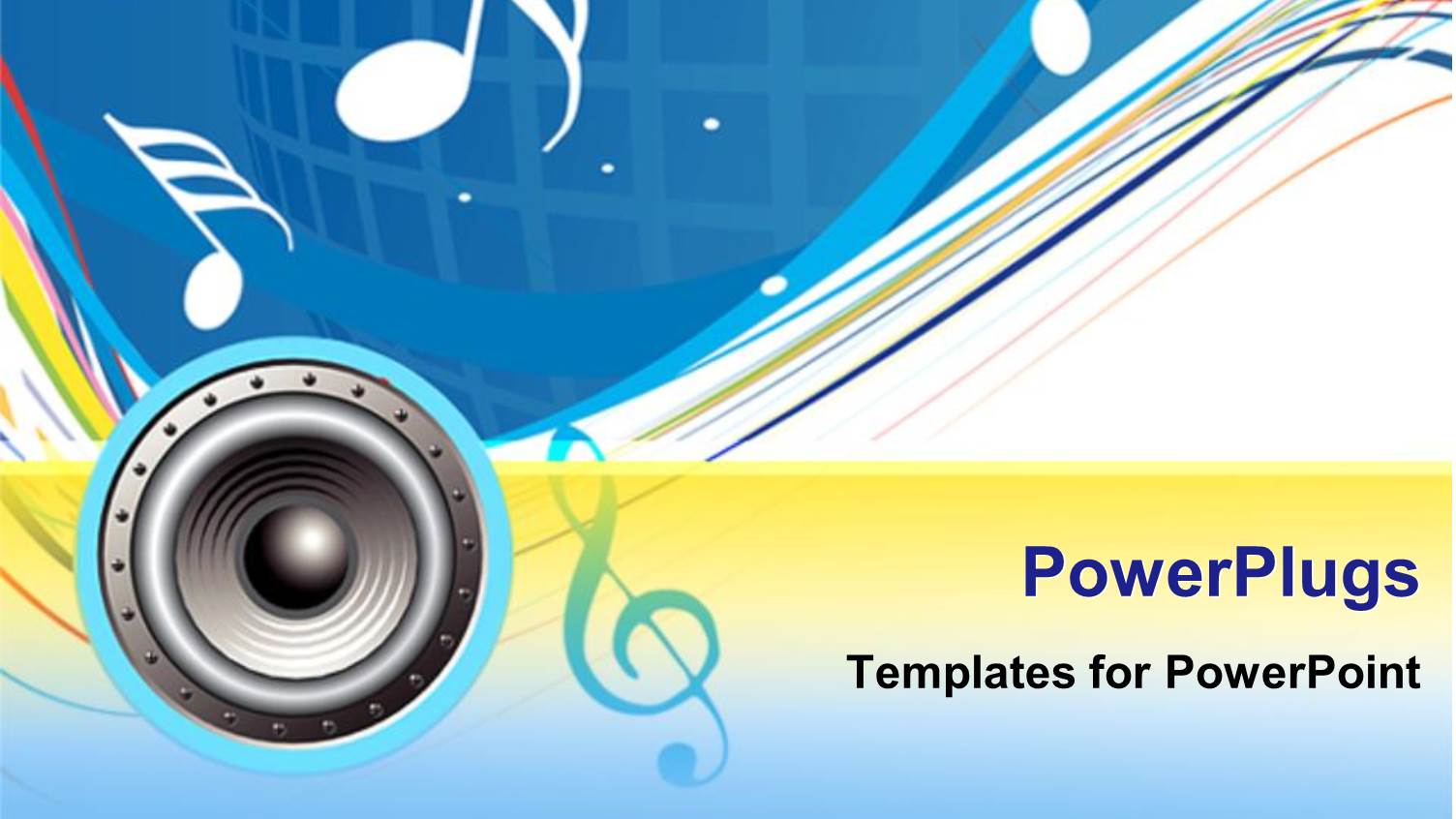 a Speaker with Musical Notes on a Blue Background