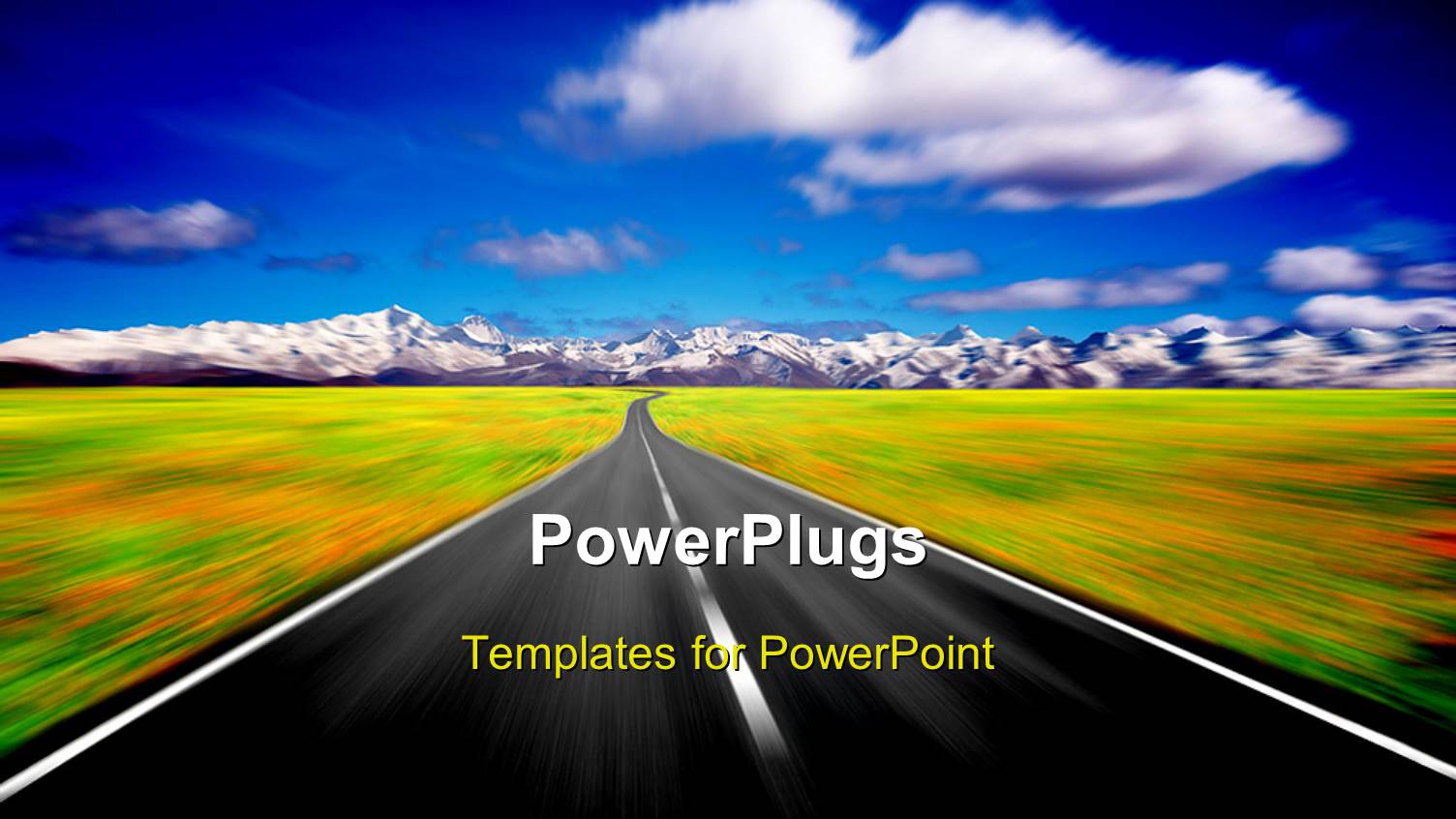 Speeding Road Through Field Blurred Depiction of Road Ahead