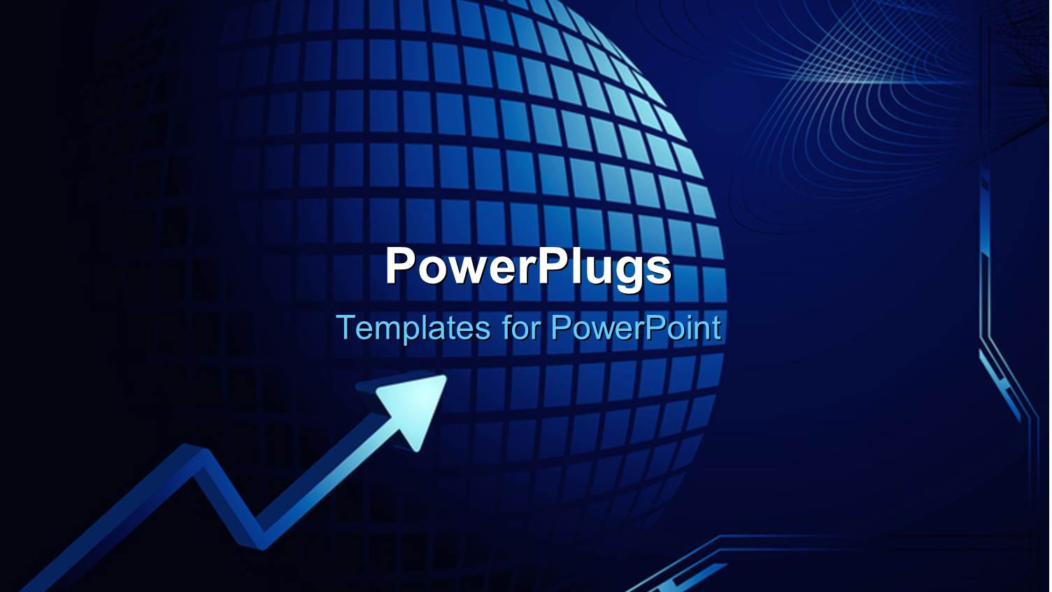Sphere with Grid Lines and Financial Graph on Blue Background