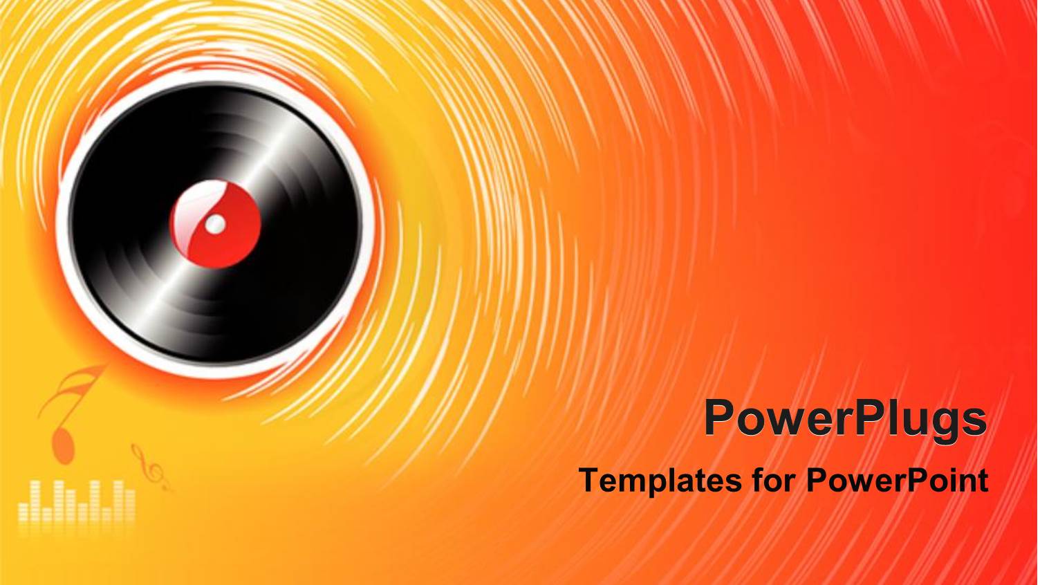 Spinning Black Disck with a Music Theme and an Orange Background