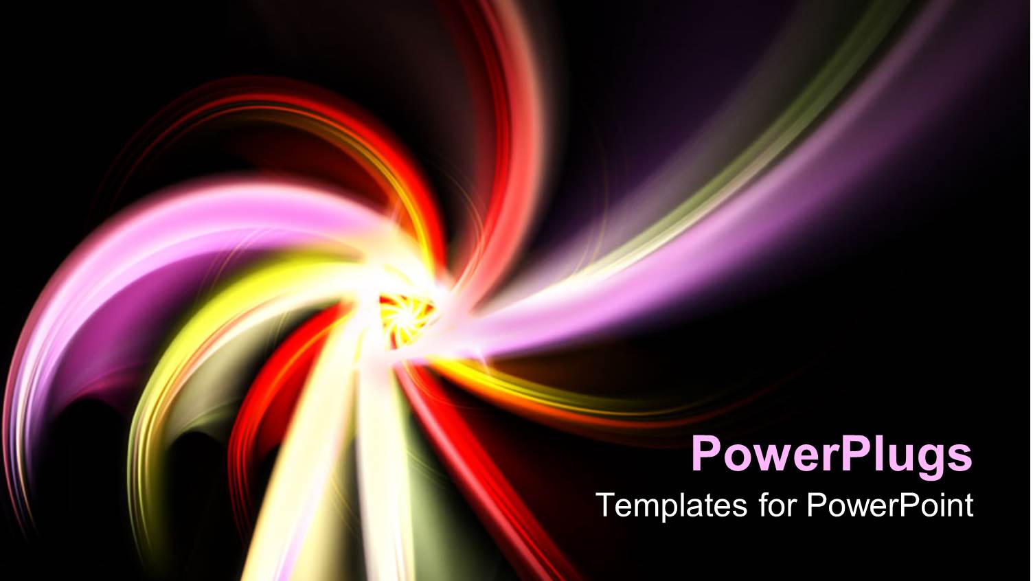 Spiralling Fractal Design in Red, Yellow, Purple, Green, Black Background