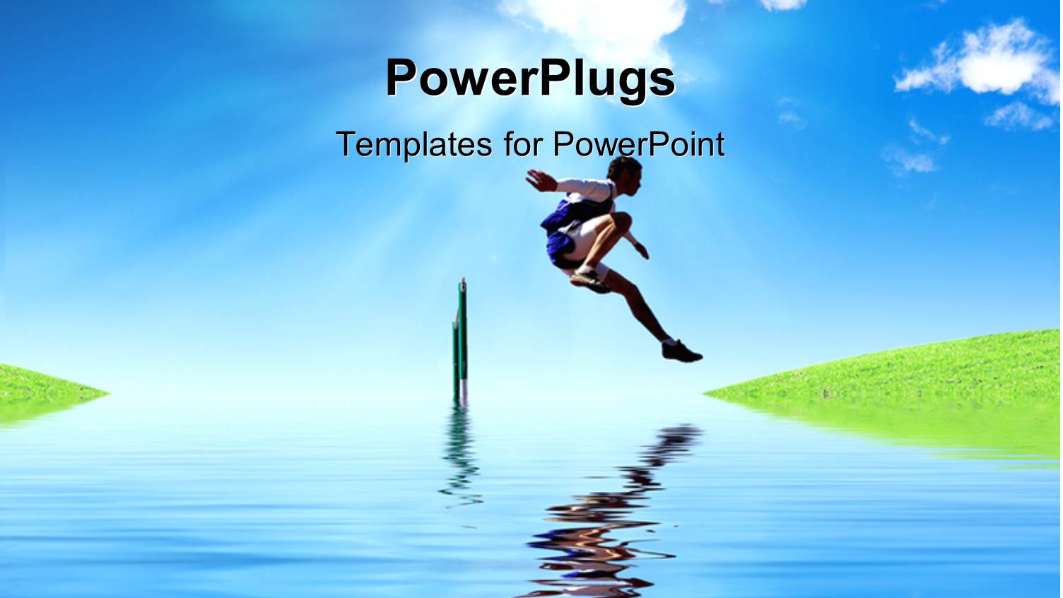 Sports Man Crossing a Hurdle with Nature