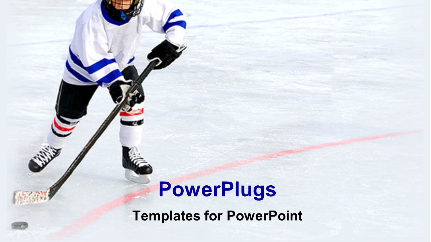 Sports Theme with Hockey Player Playing Ice Hockey on Icy Background