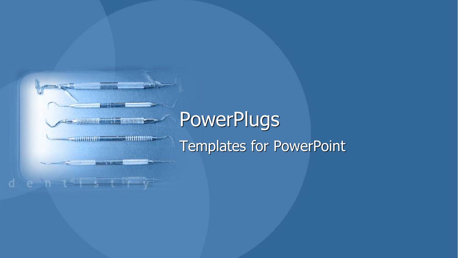 Spotlight Depicting Dental Equipment with Various Dental Tools and the Word Dentistry on Teal Blue Background