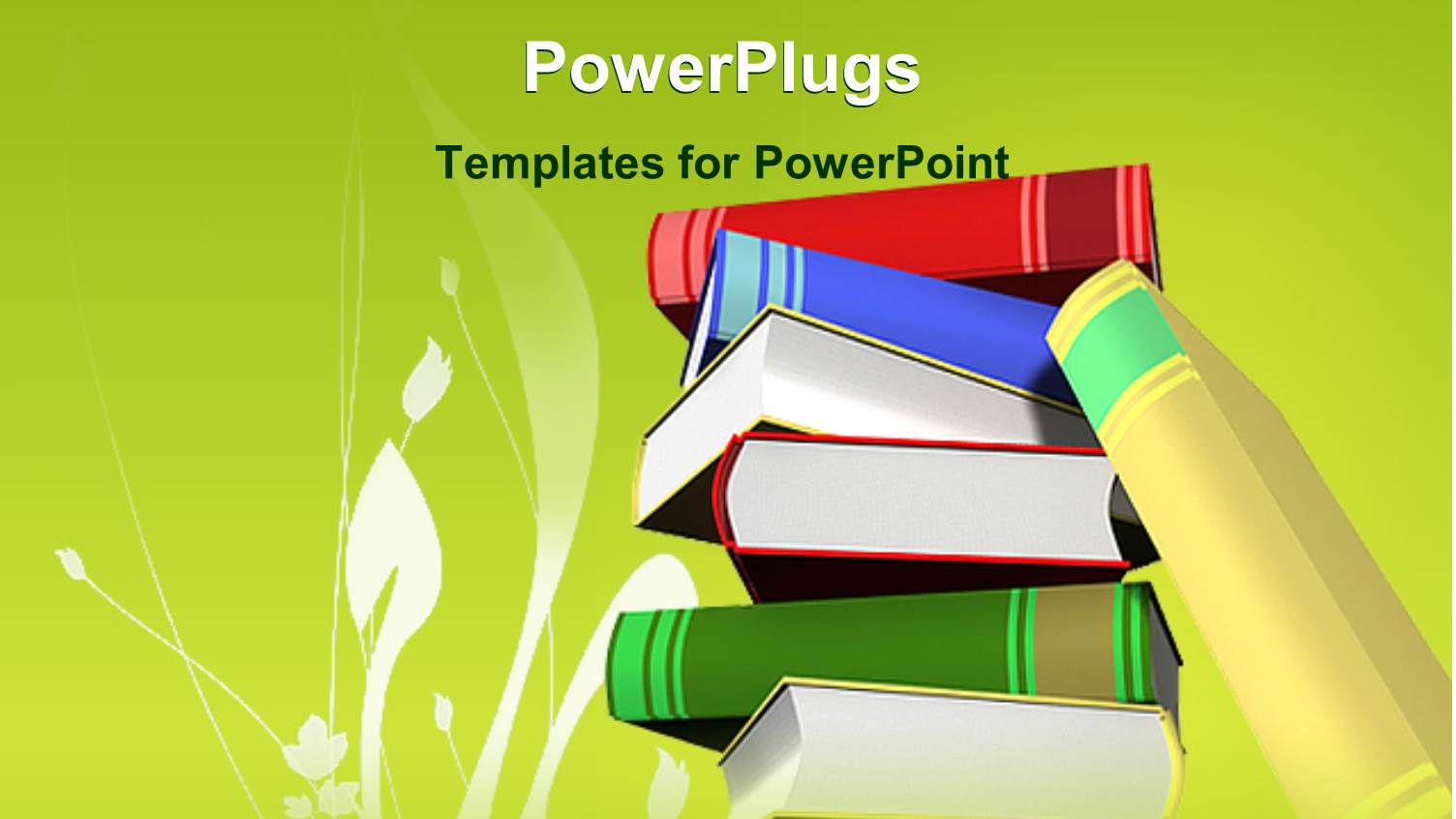 Stack of Books with Green Background and White Grass Silhouette