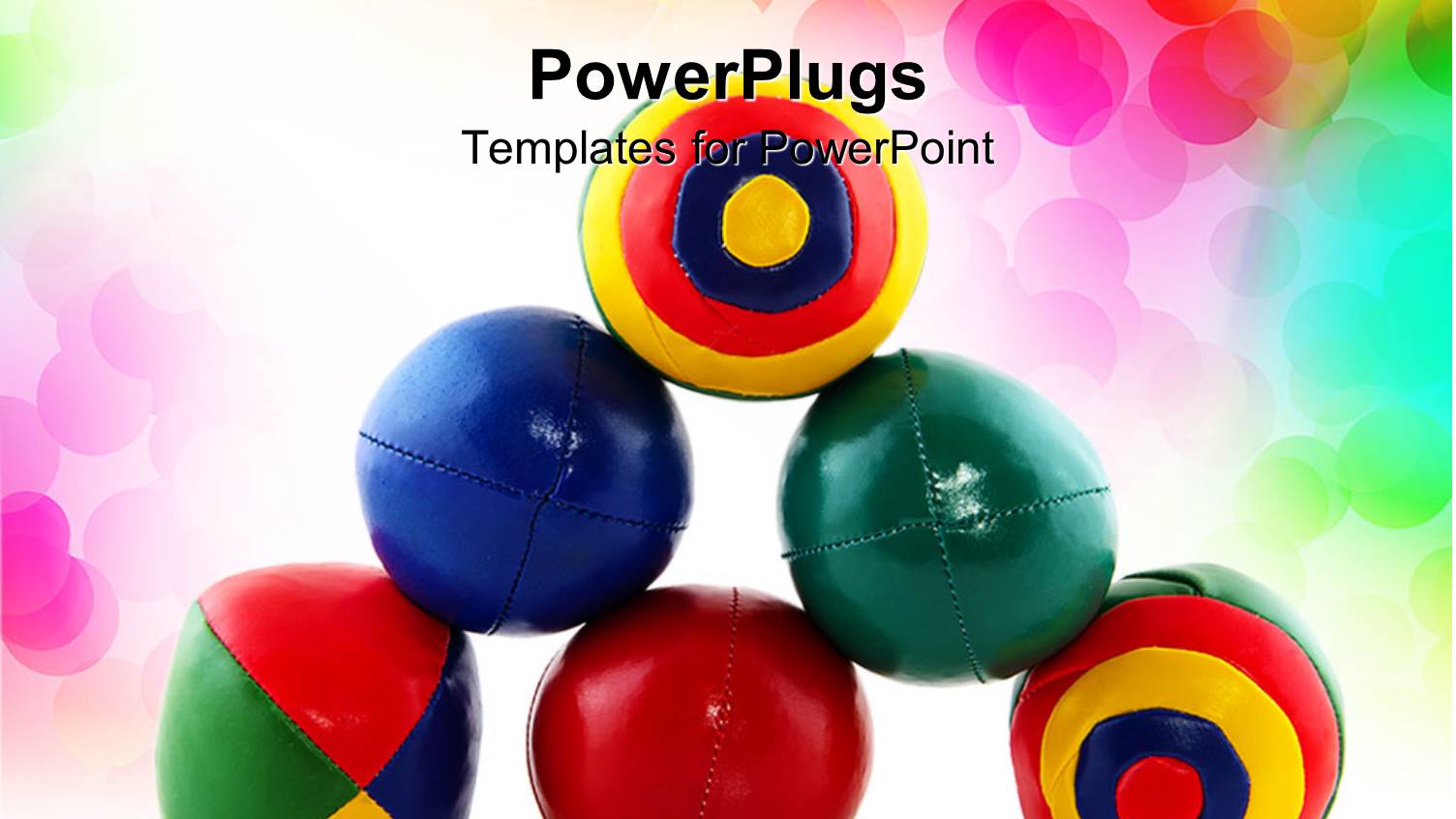 Stack of Colorful Juggling Balls, Rainbow Dot Background