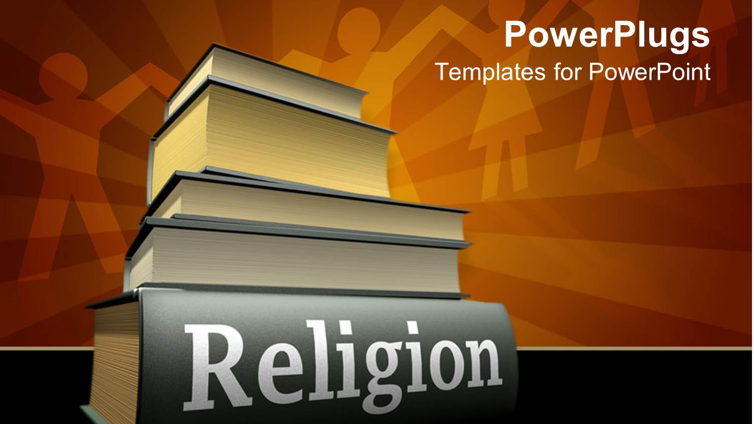 Stack of Five Heavy Religious Texts on Orange Background