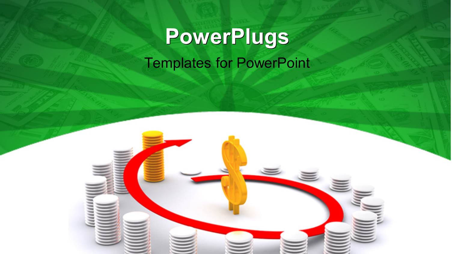 Stack of Silver Coins and an Outstanding Gold Pile with a Dollar Symbol in the Center