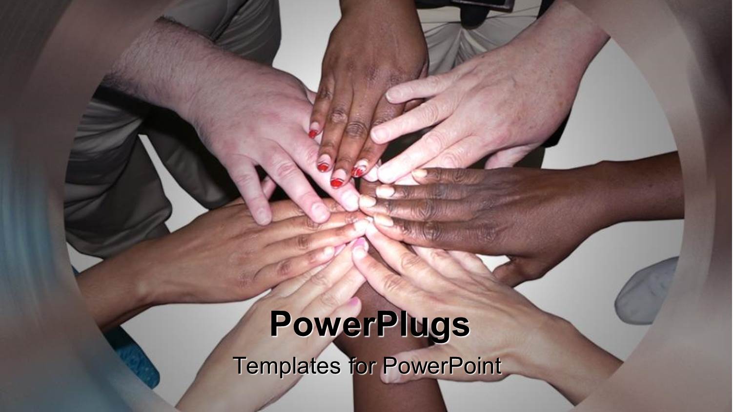 Stacked Hands of People of Various Ethnicities and Colors Showing Cooperation, Unity, Teamwork
