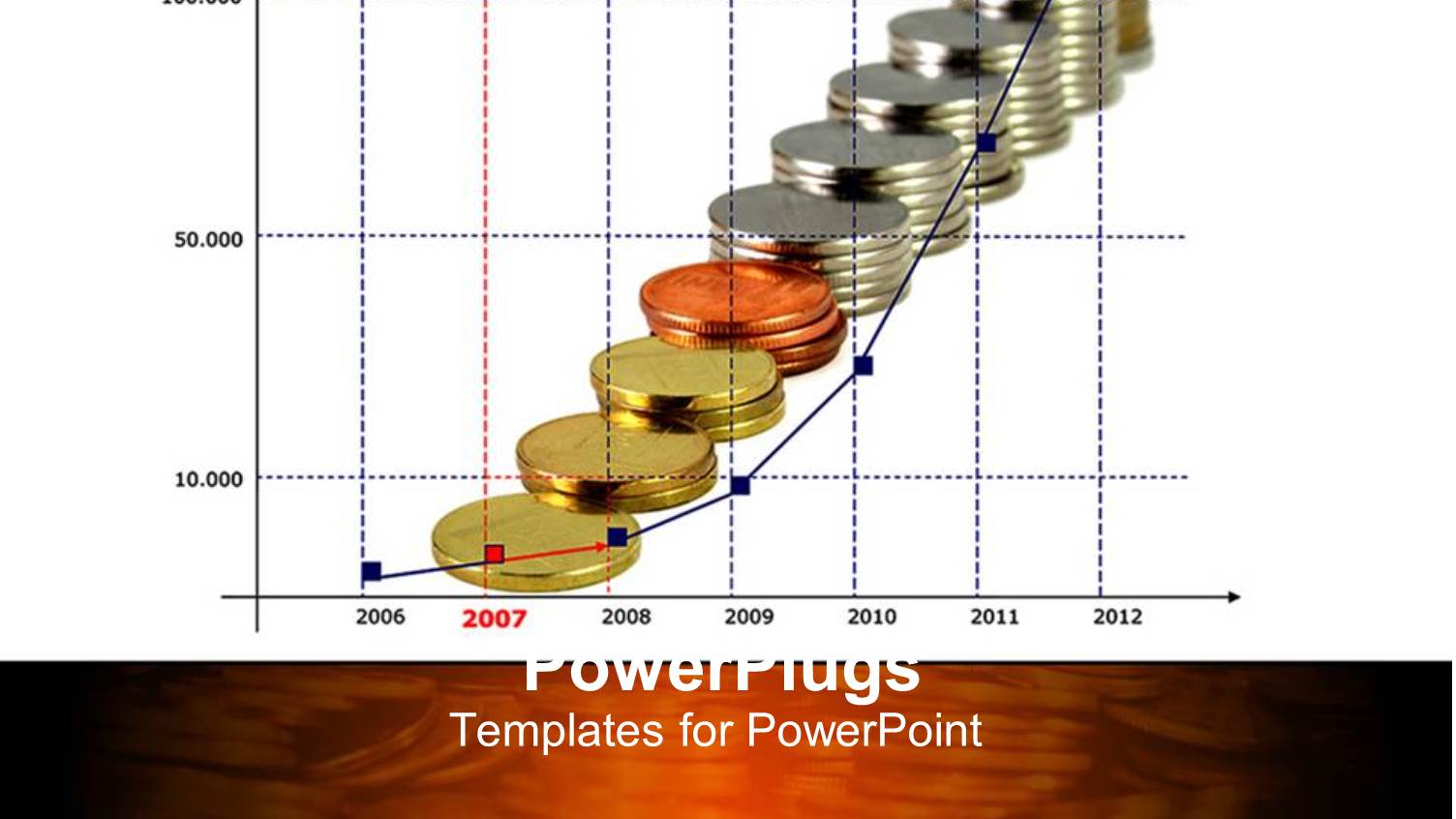 Stacked Up Coins in Ten Layers with a Chart