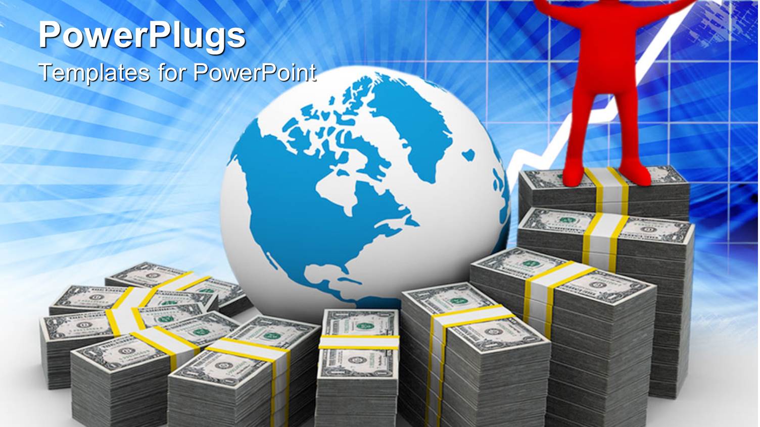 Stacks of Dollar Bills in Bars with a large Globe