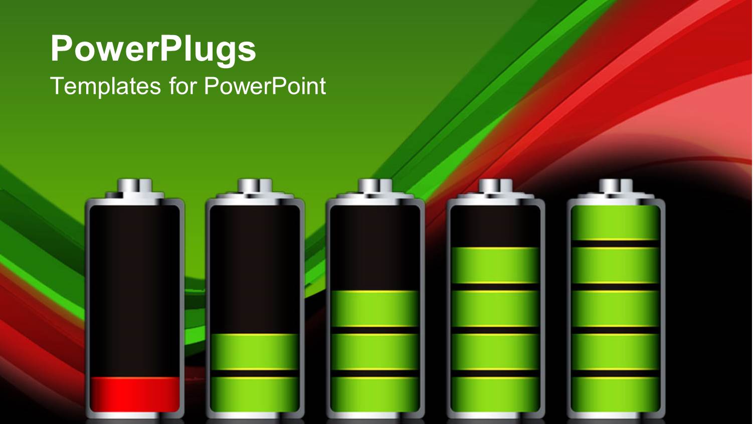 Stages of Battery Charging from Low to Full with Green and Red Background