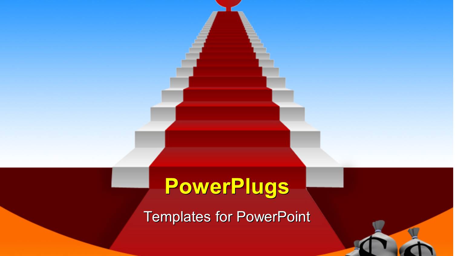 Stairs with Laid Red Carpet Leading to Dollar Sign