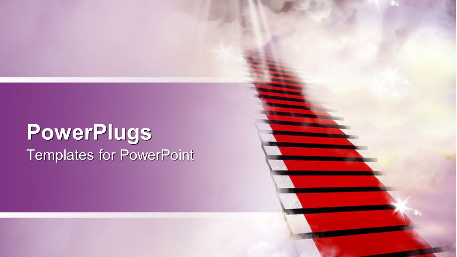 Stairway to Sky and Heaven with Sun Rays and Stars in Clouds