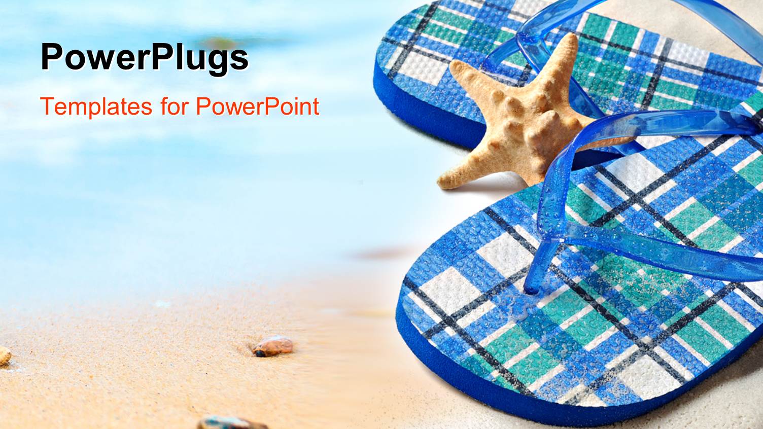 Starfish Between Colorful Flip Flops Sitting on Sandy Beach