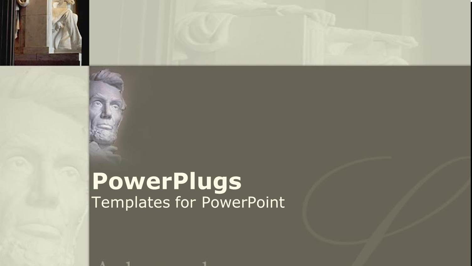 Statue of Abraham Lincoln Sitting in his Seat and Close Up of his Face on Gray Background