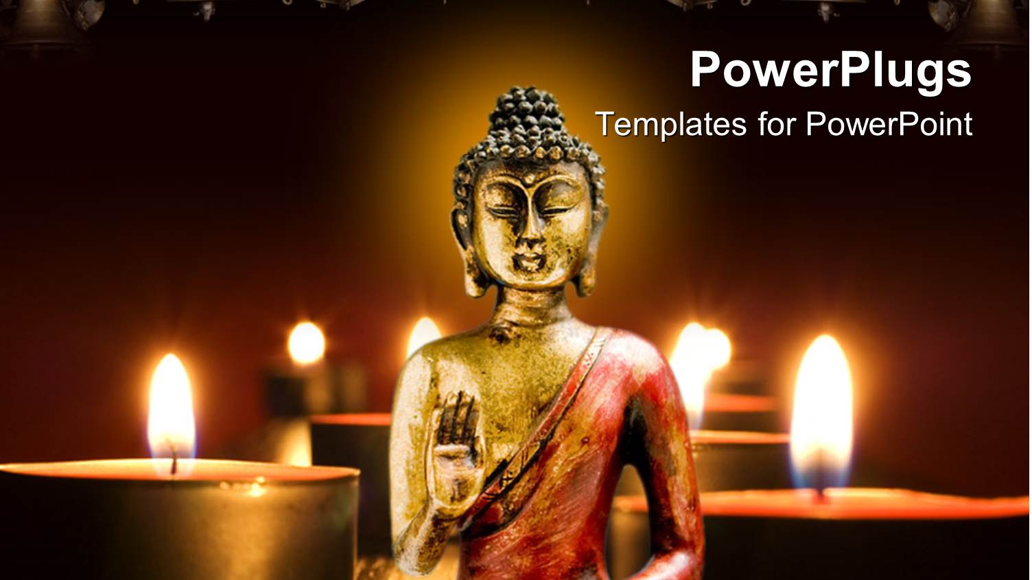a Statue of Buddha Along with Candles in the Background