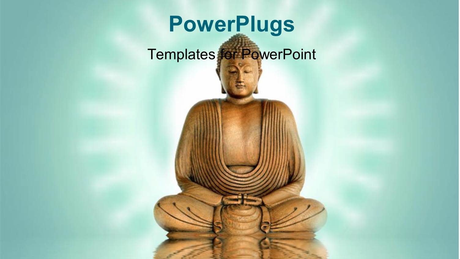 Statue of Buddha Meditating on Water with Ripples and Glow in Background