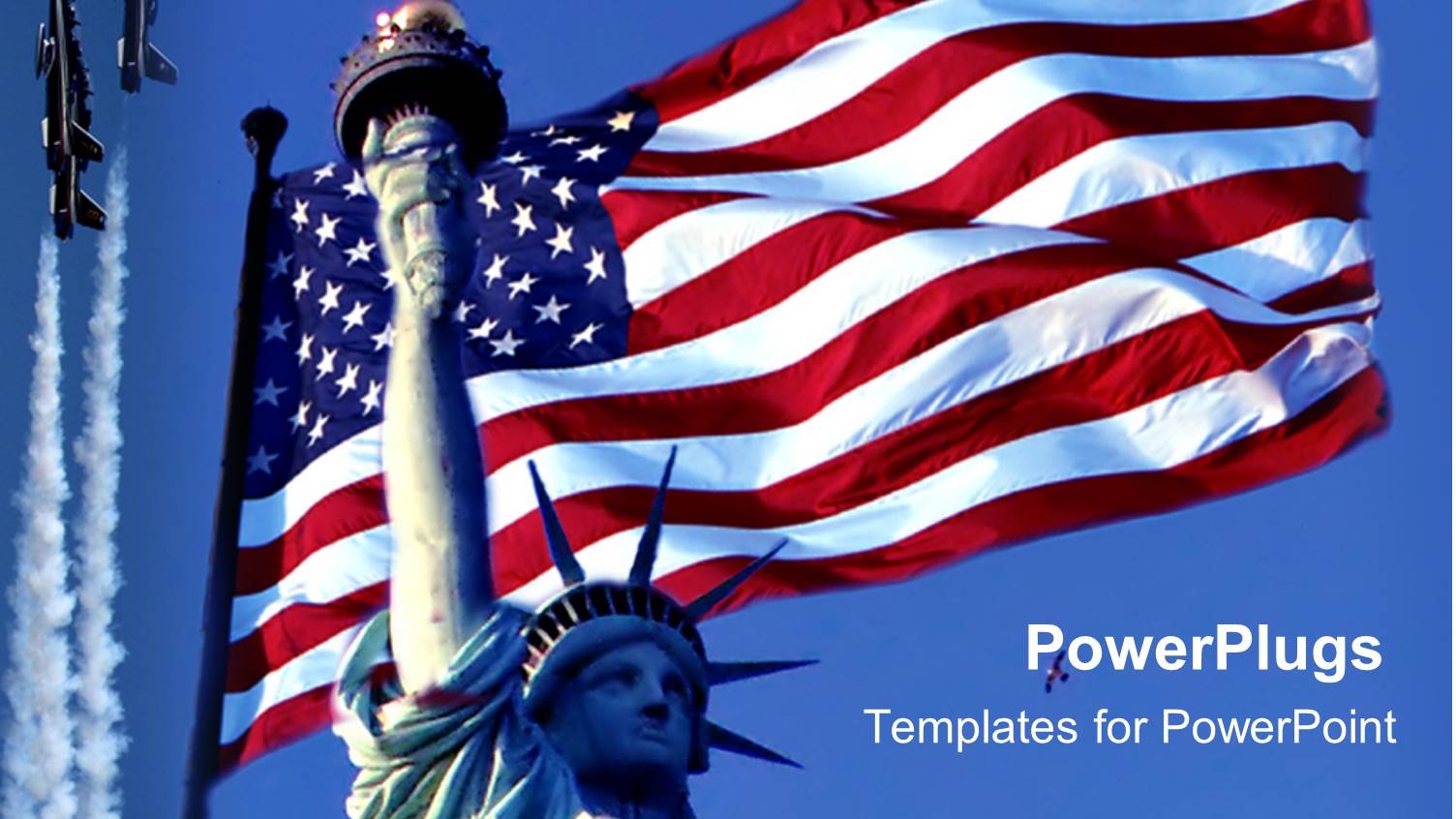 Statue of Liberty, American Flag, Fighter Jets