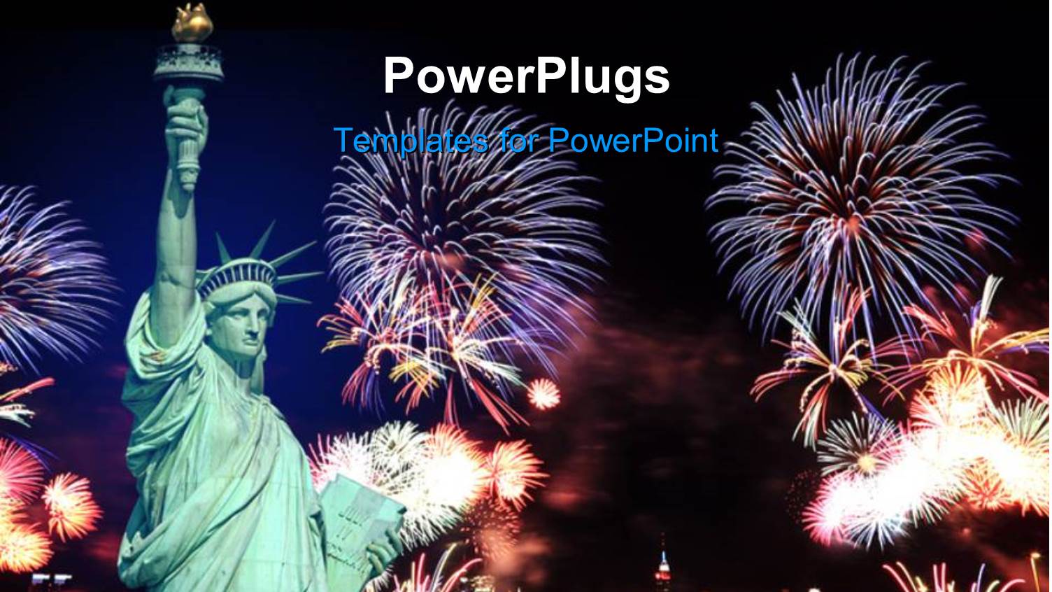 Statue of Liberty in New York  and 4th of July Fireworks