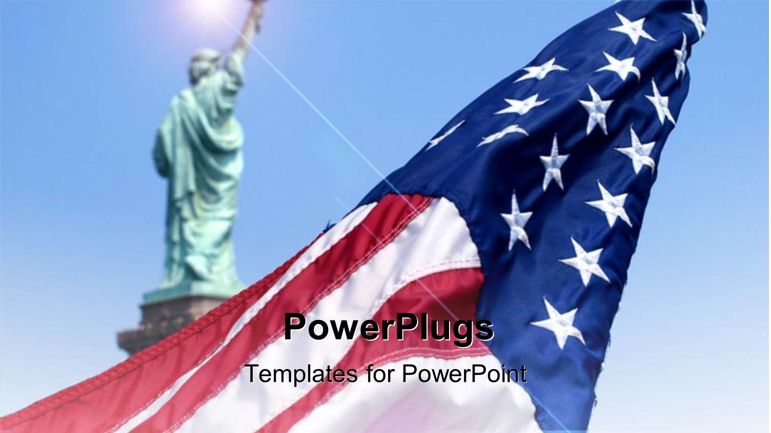 the Statue of Liberty and a Rolled American Flag