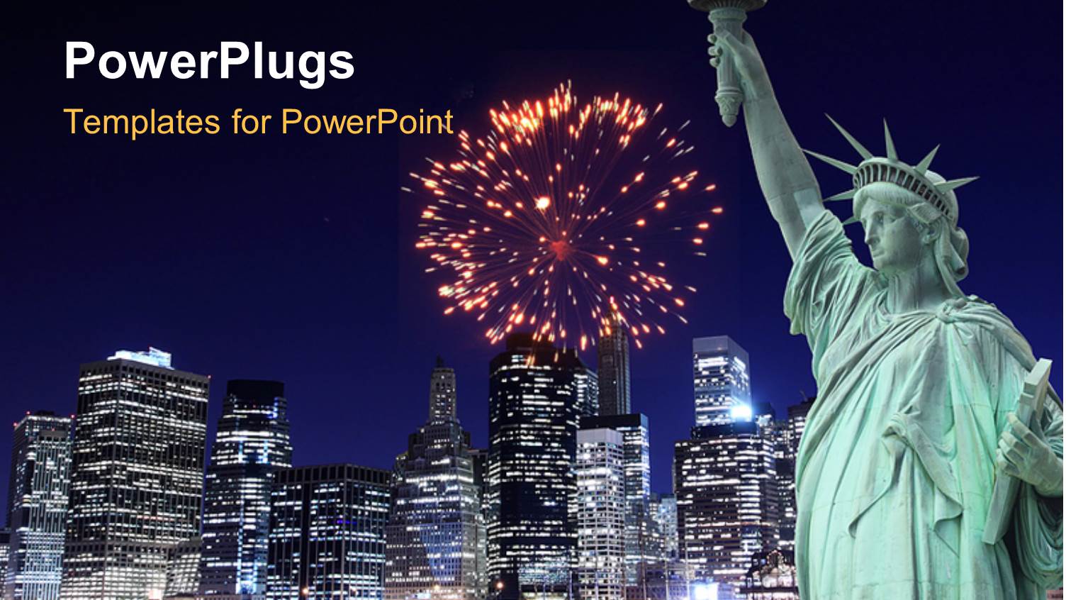 the Statue of Liberty with Skyscrapers in the Background