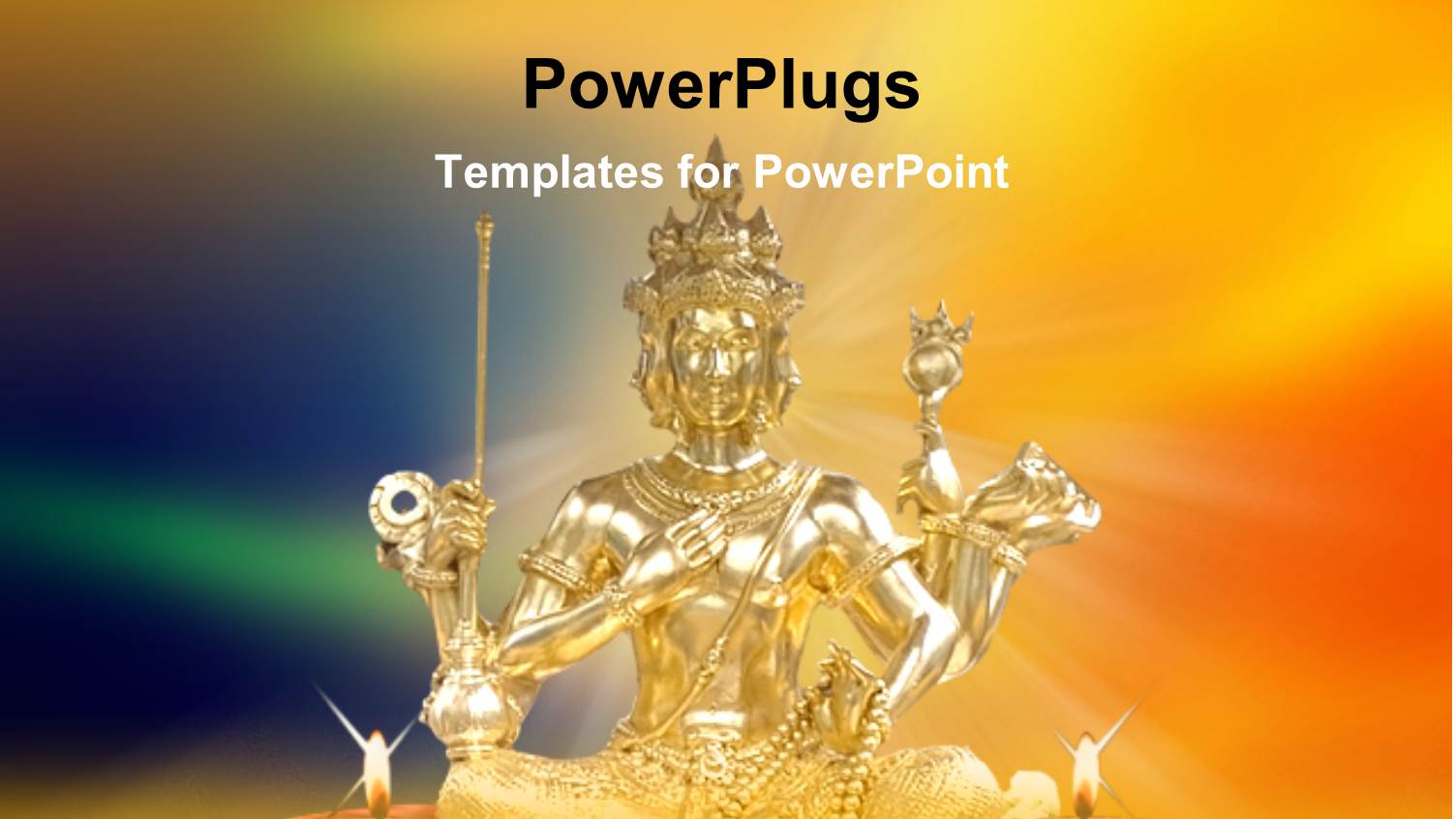 Statue of Modern God Made Out of Gold with Candles