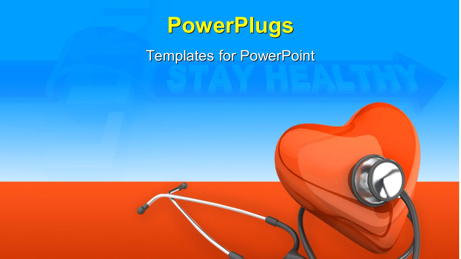 Stethoscope Over 3D Red Hart with Stay Healthy Keyword Over Blue Background