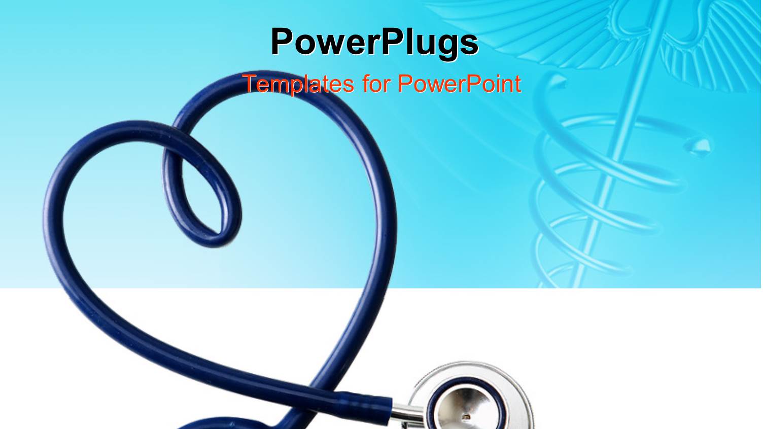 Stethoscope in the Shape of a Heart with Medical Caduceus Symbol in the Background