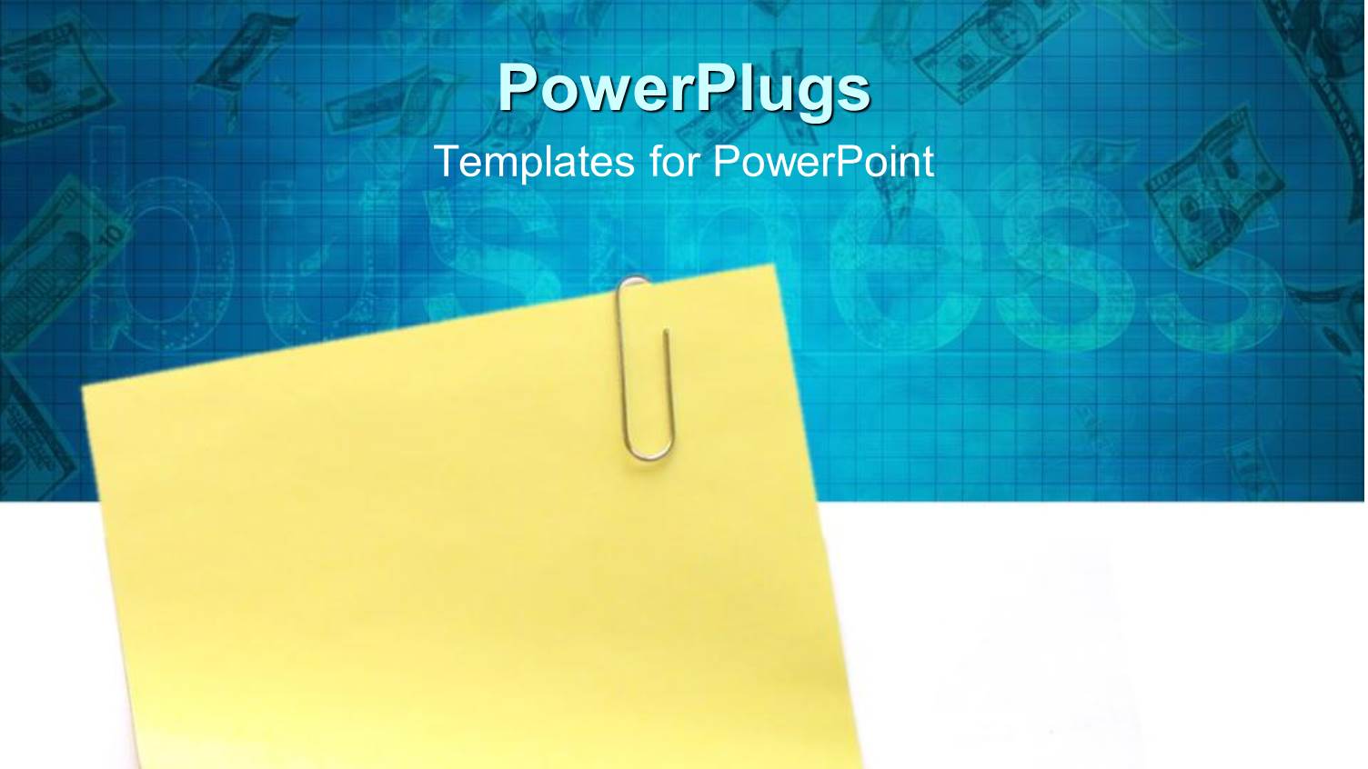 Sticky Note with Clip in Blue Background Written Business