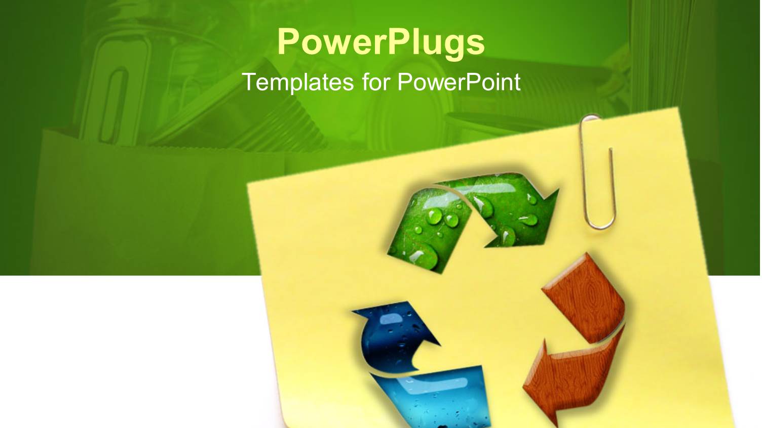 Sticky Note with Recycling Symbol and Paperclip