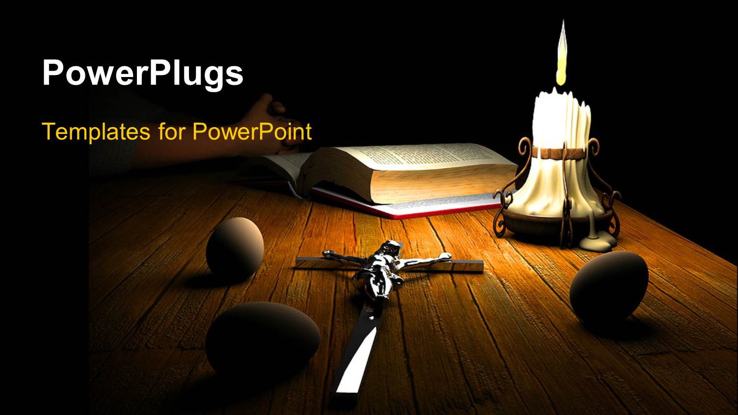 a Table of a Christian with Darkness in Background