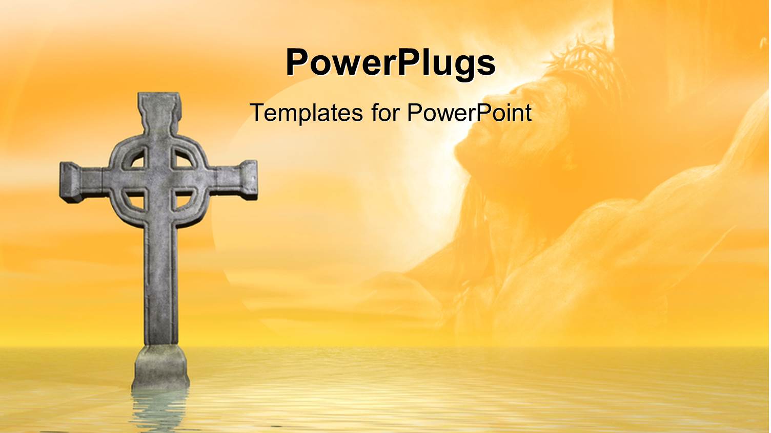 a Stone Cross in the Ocean with Clouds in the Background