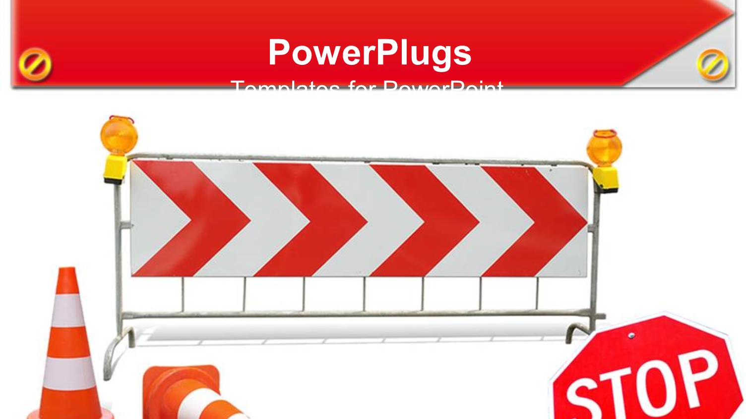 Stop Sign with Road Barriers on a White Background