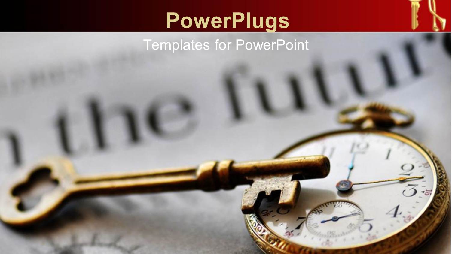 Stop Watch and Skeleton Key Sitting on Blurred Newspaper with Red Frame