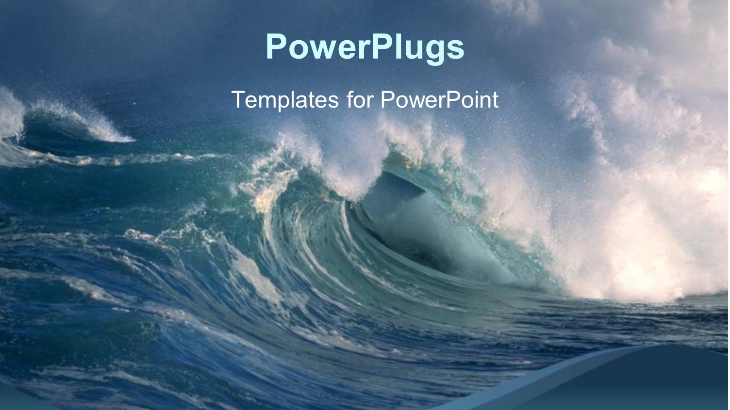 Storm on the Ocean, big Waves, Crashing on Blue Background