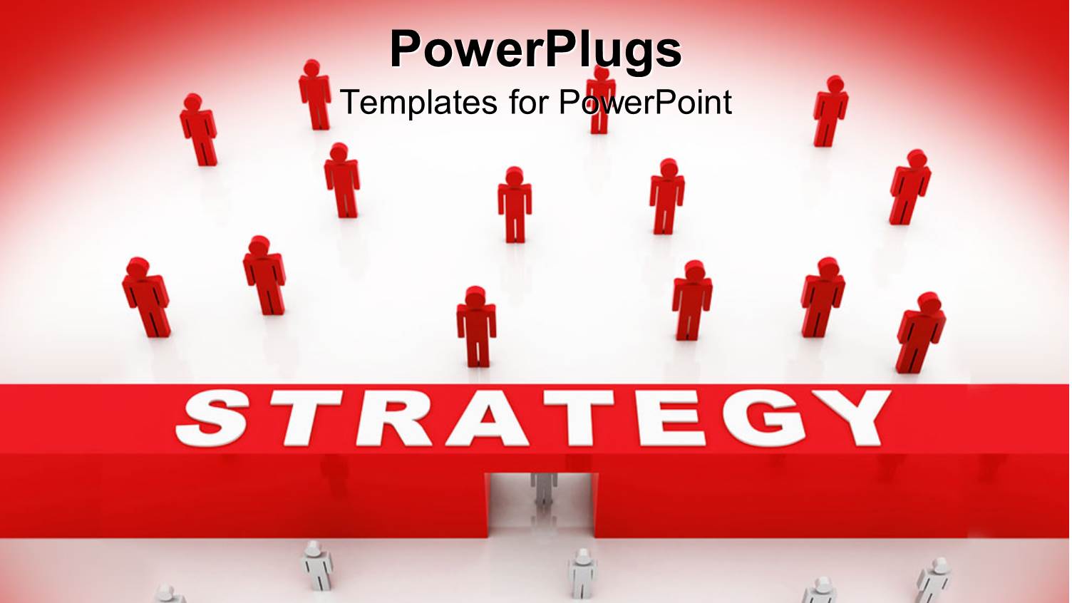 Strategy Theme with Red Bar, White People Walking Through Door to Join Red  People