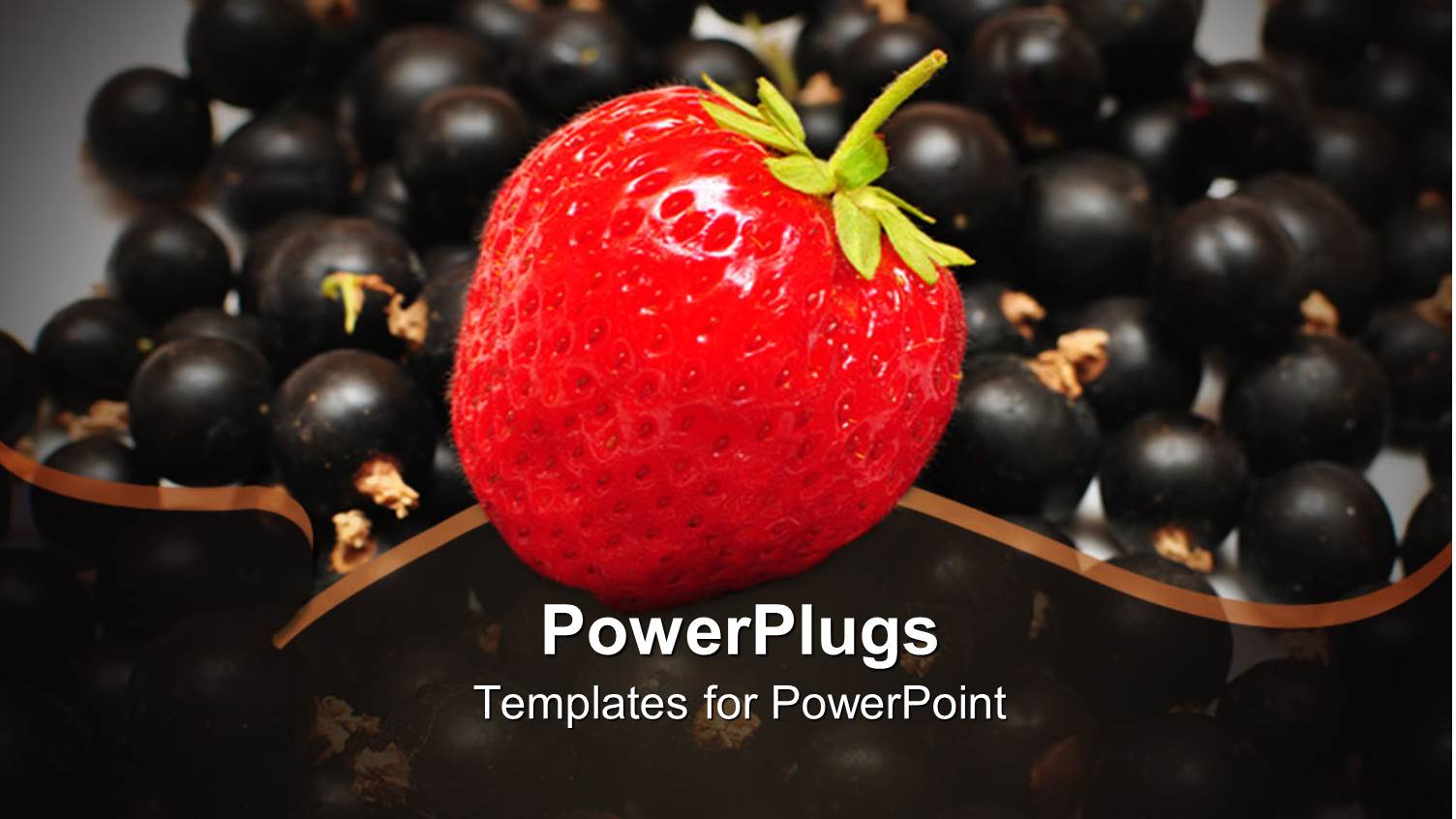 Strawberry Placed in Center of Black Currants