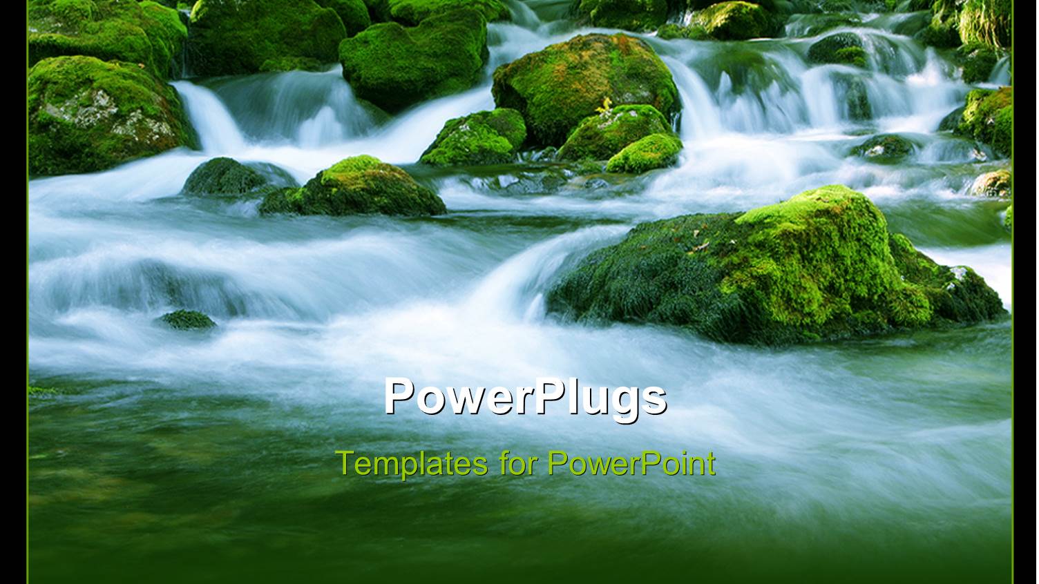 a Stream Coming from a Mountain with Greenish Background