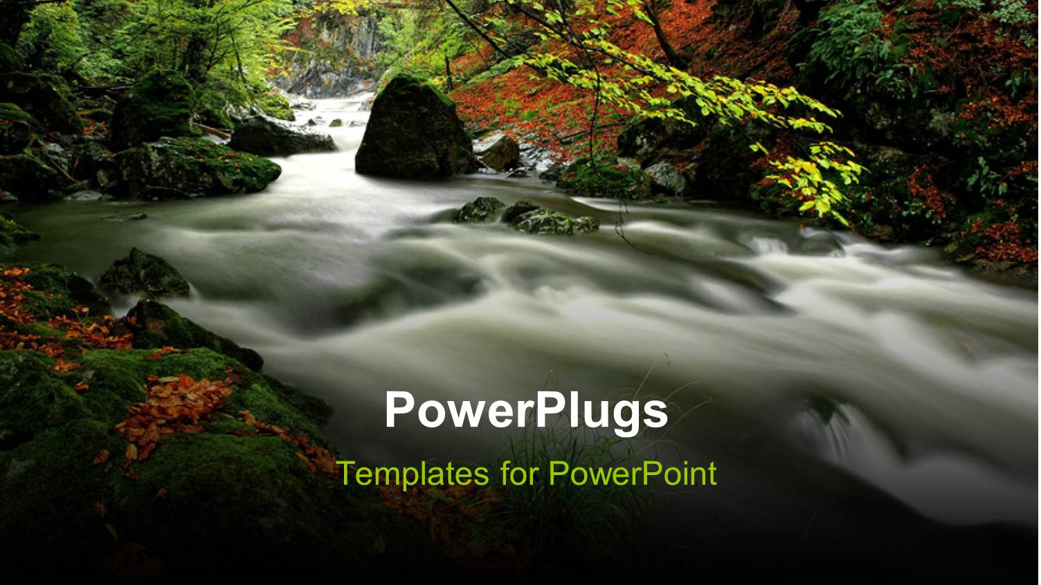 Stream Flowing Over Rocks in Autumn