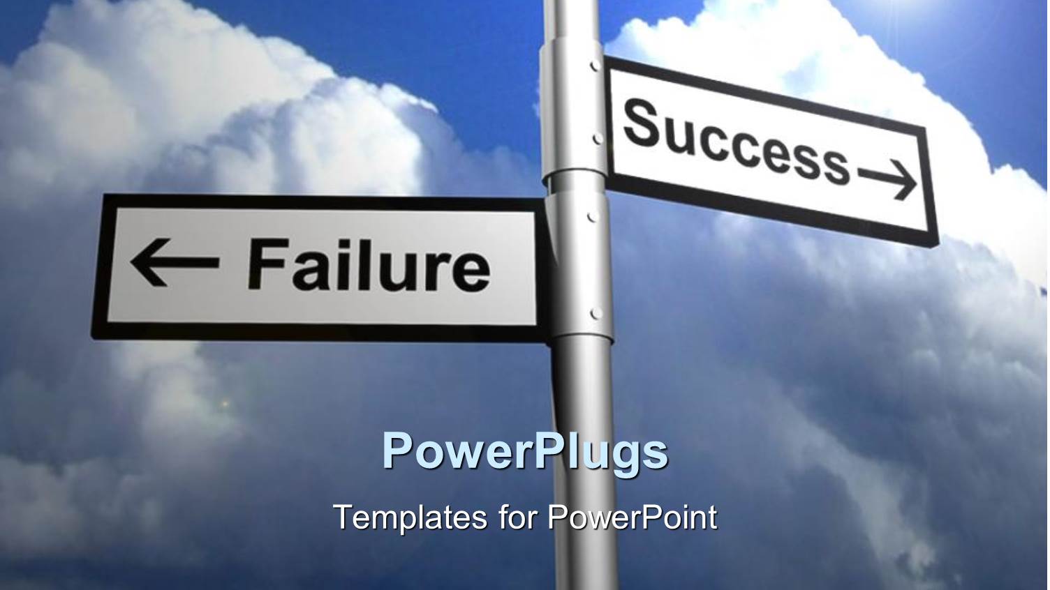 Street Sign Indicating Intersection of Success and Failure with large Rain Cloud in Background