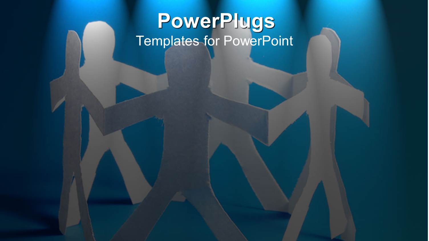 String of Paper Dolls Arranged in Circle Under Blue Lights, Friendship, Teamwork