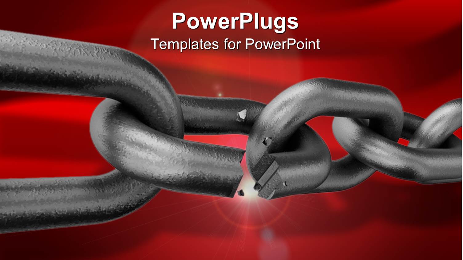 Strong Metallic Chain Broken on a Red Colored Background