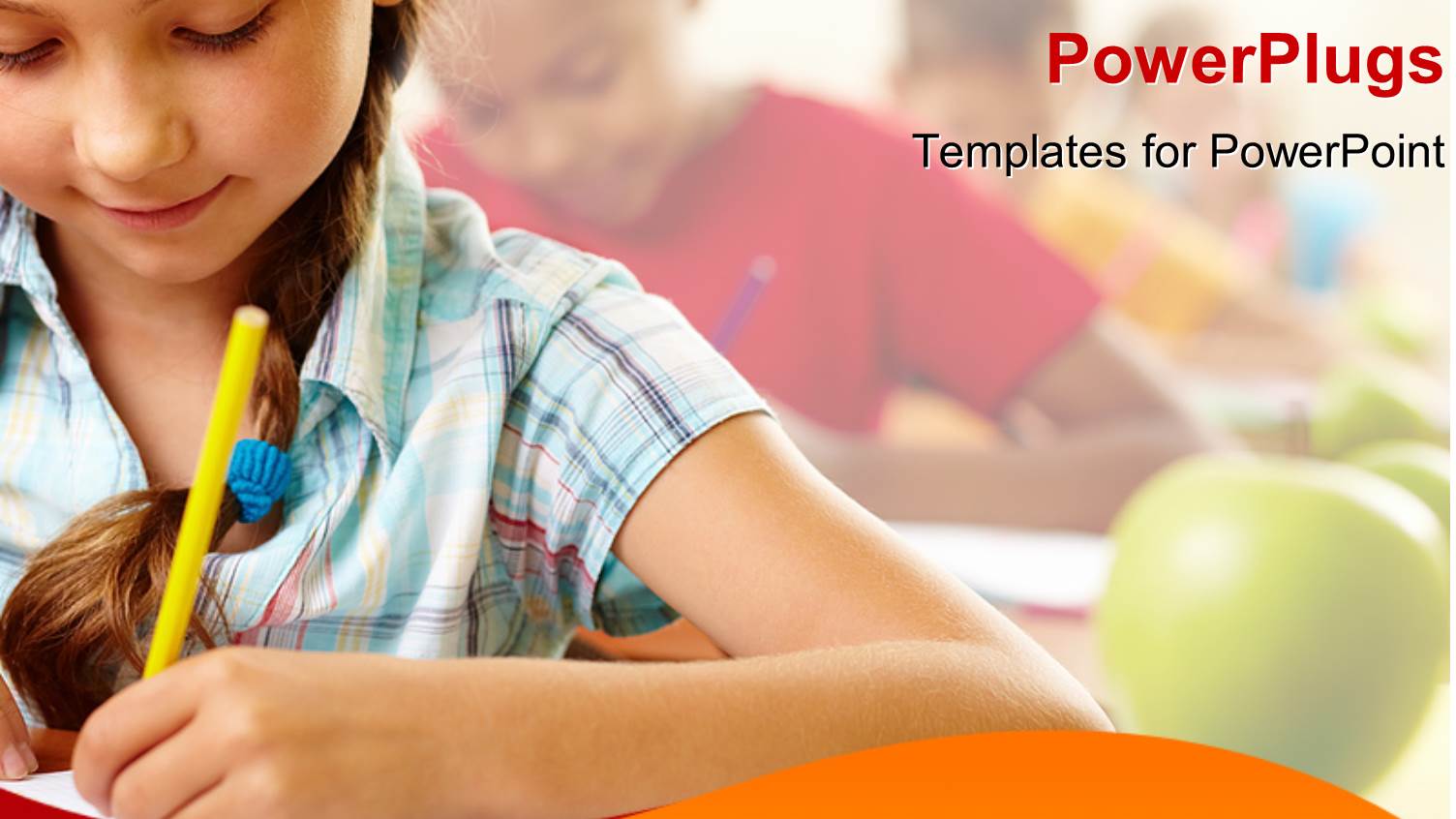 Students Learning in Class with Green Apples on Desk