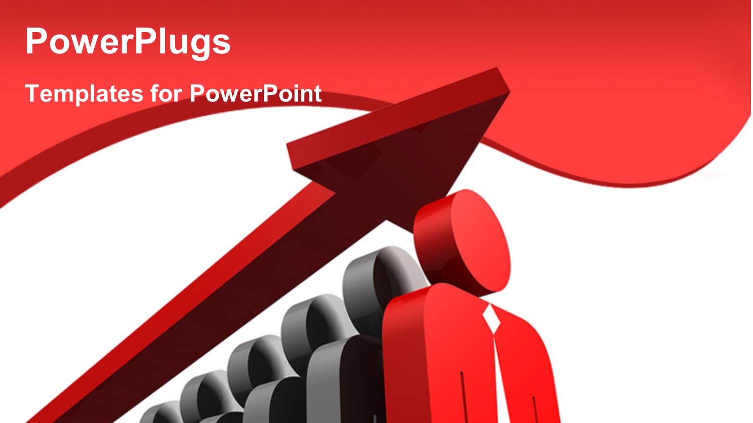 Stylized Group of People Standing in a Row with Red Leader Person and Arrow