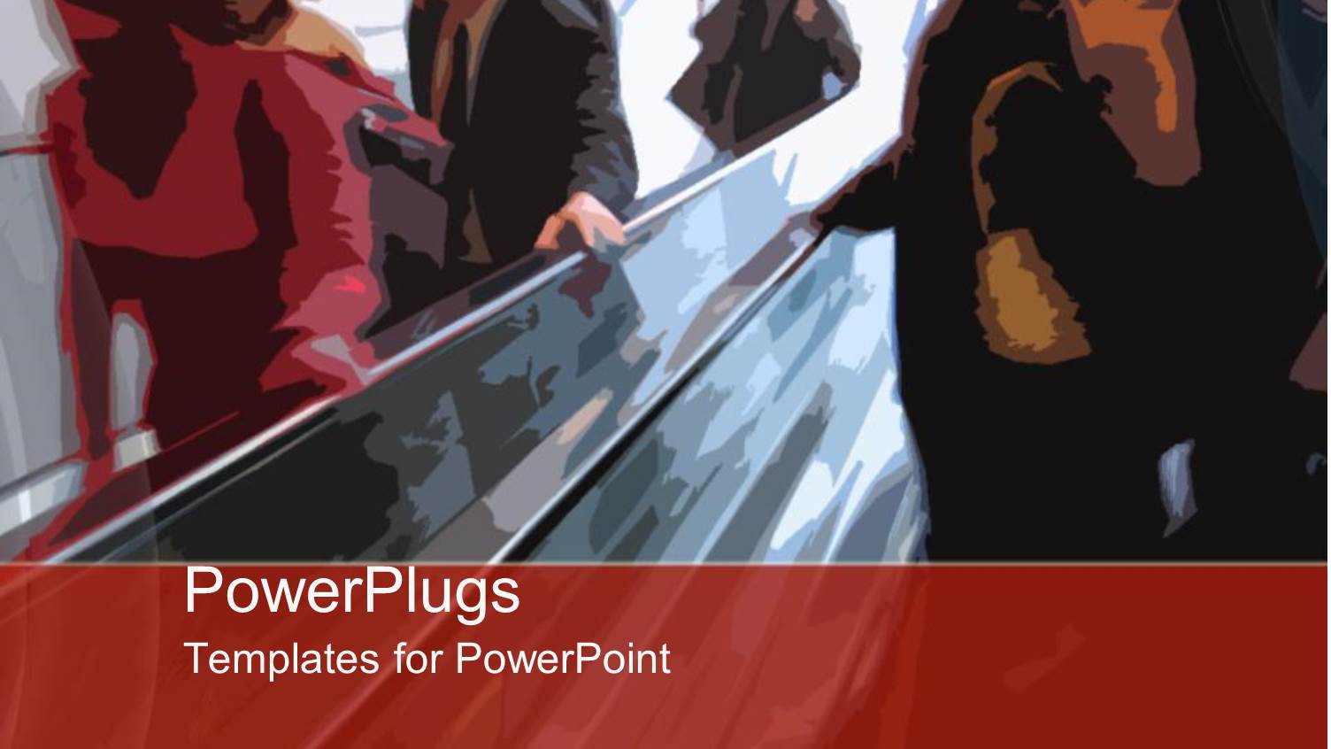 Stylized People Going Up an Escalator