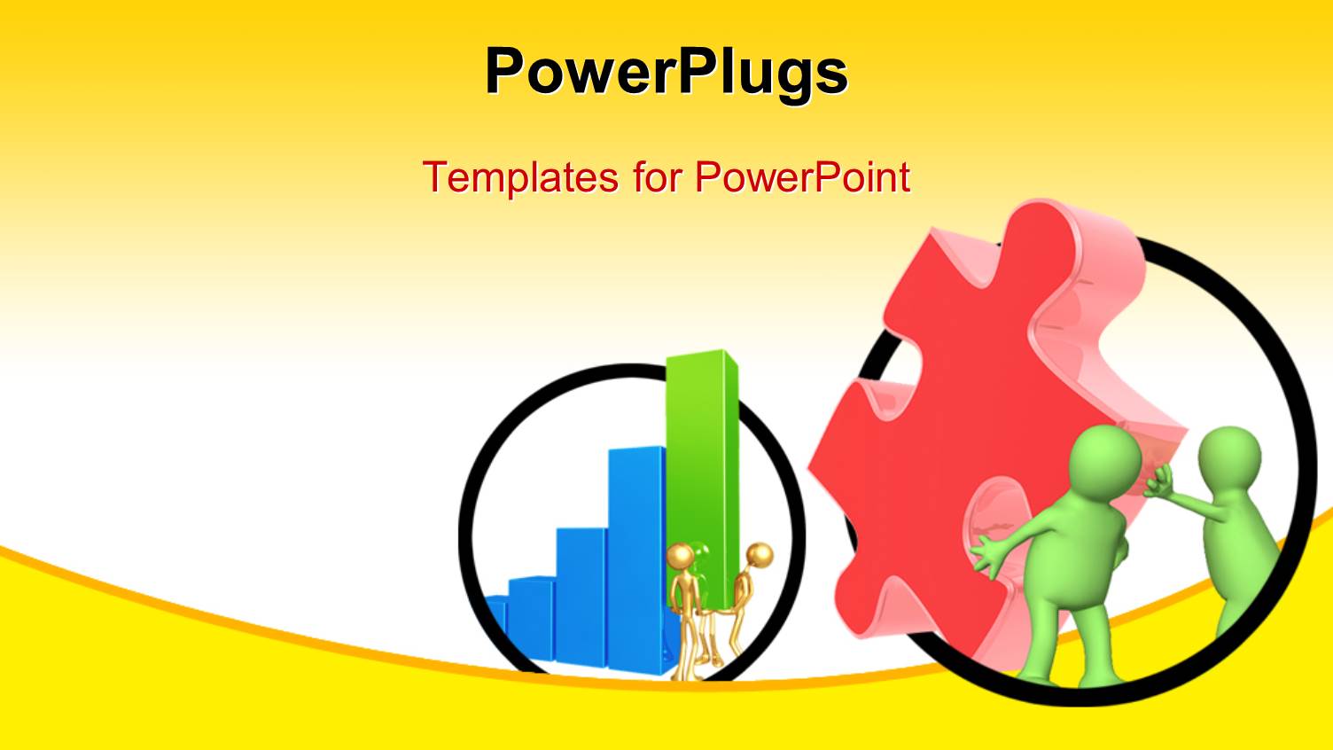 a Colorful Bar Chart with Two Characters Carrying a Puzzle Piece